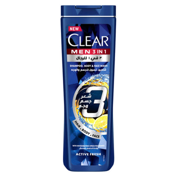 CLEAR MEN 3 IN 1 SHAMPOO, BODY & FACE WASH 400 ML