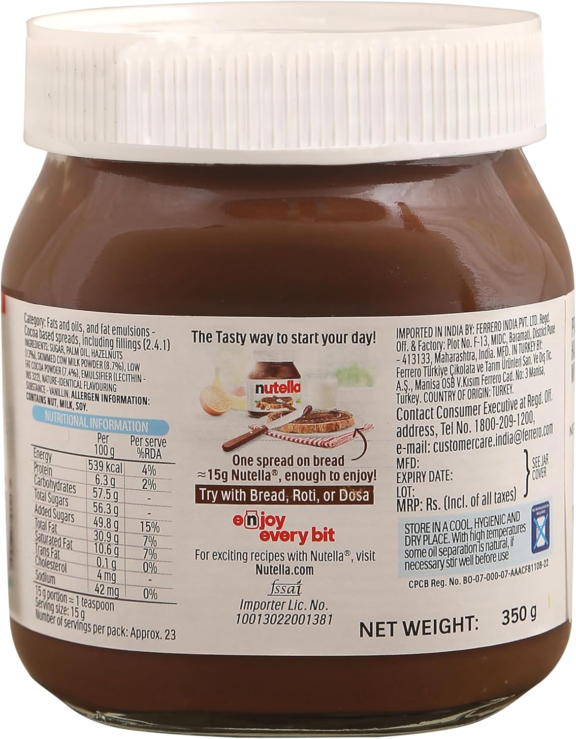 NUTELLA HAZELNUT CHOCOLATE SPREAD