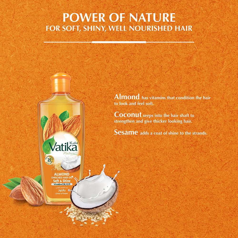 VATIKA * ALMOND *  HAIR OIL 12 X 200 ML