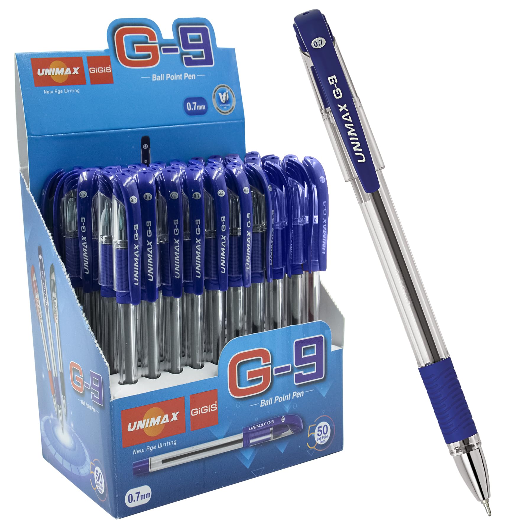 UNI MAX GIGIS BLUE PEN (0.7 MM) 50 PCS - WHOLESALE