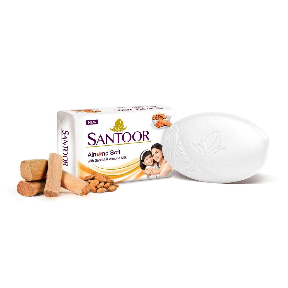 SANTOOR SANDAL & ALMOND MILK SOAP 125 GM (WHITE)