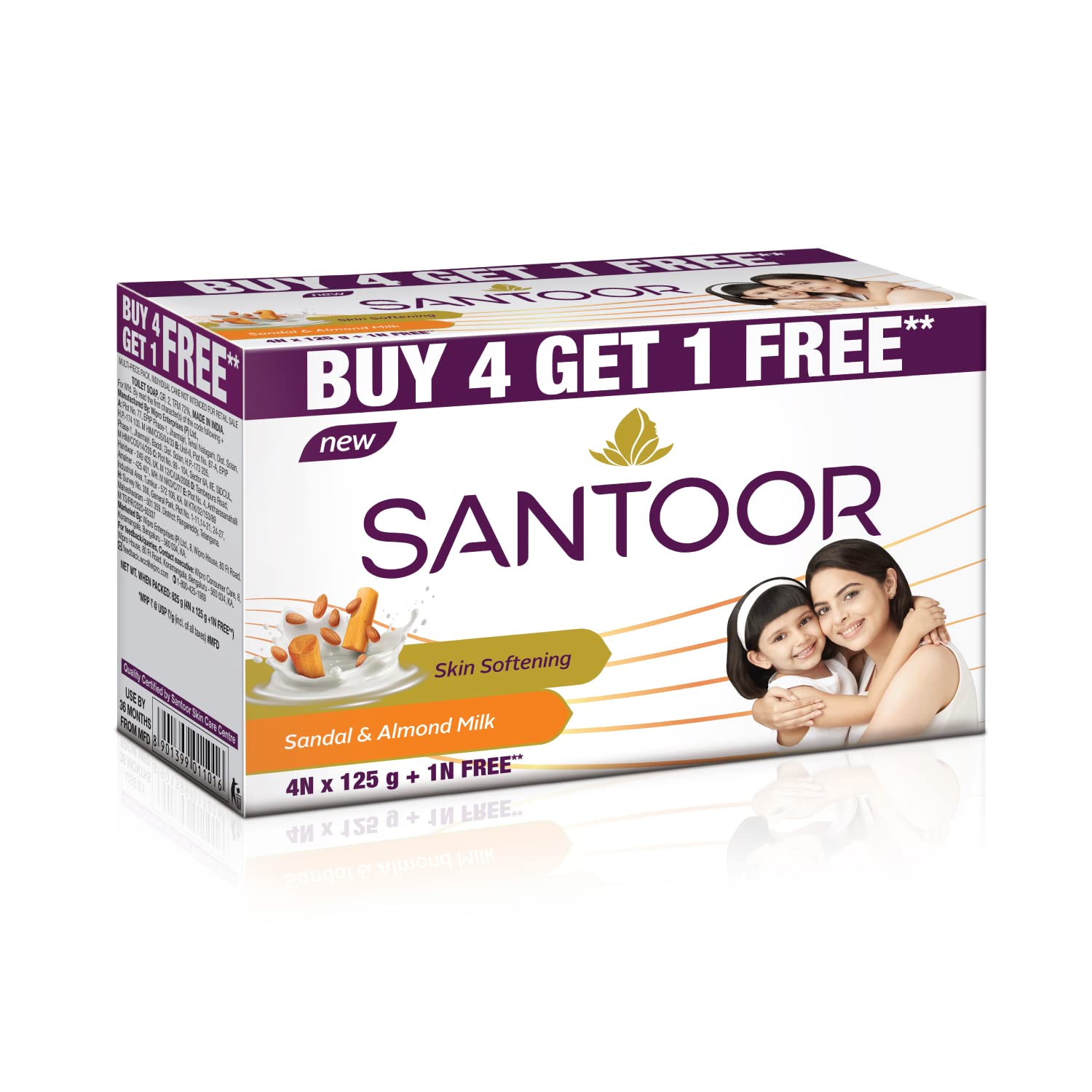 SANTOOR SANDAL & ALMOND MILK SOAP 72 X 125 GM (WHITE) - Wholesale