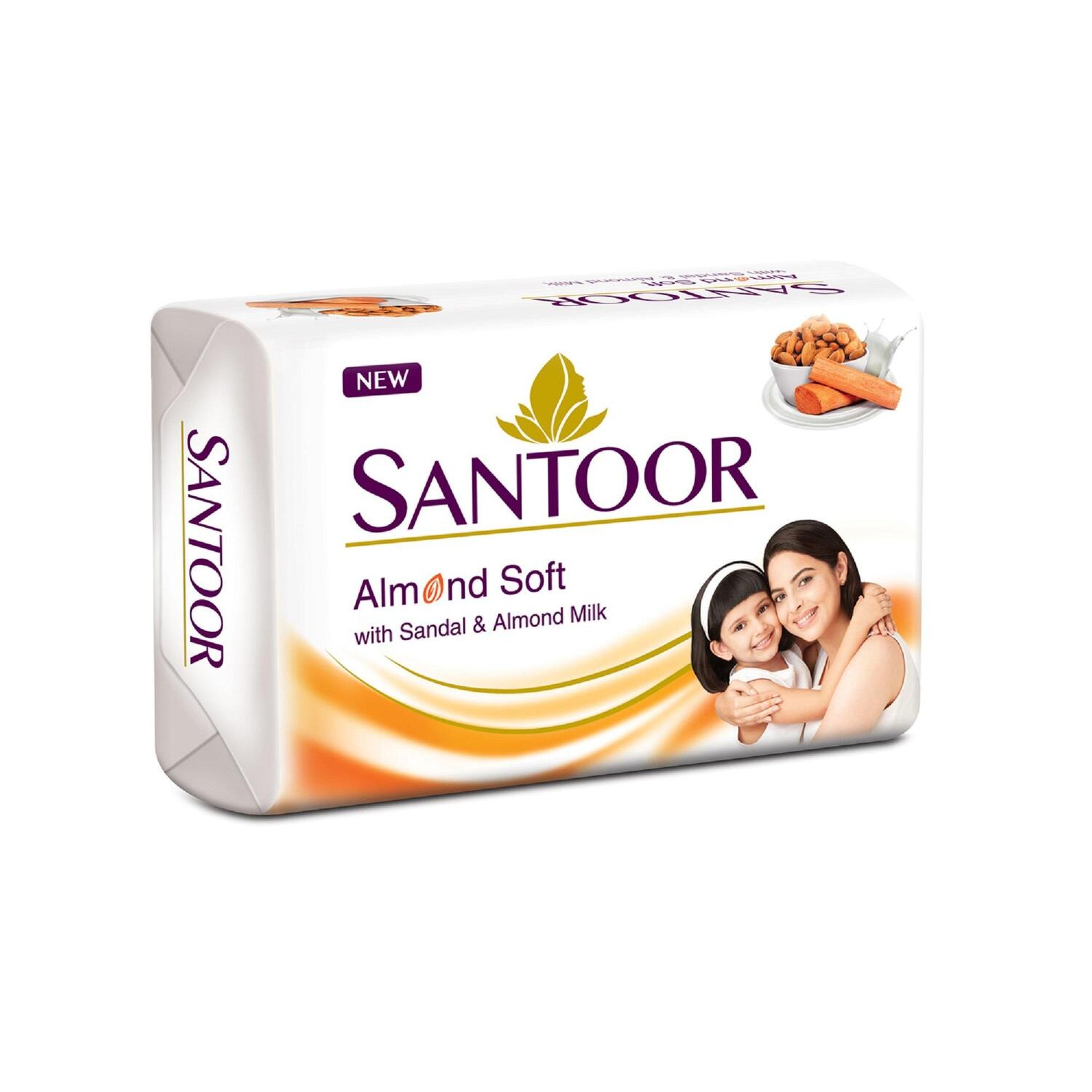 SANTOOR SANDAL & ALMOND MILK SOAP 72 X 125 GM (WHITE) - Wholesale