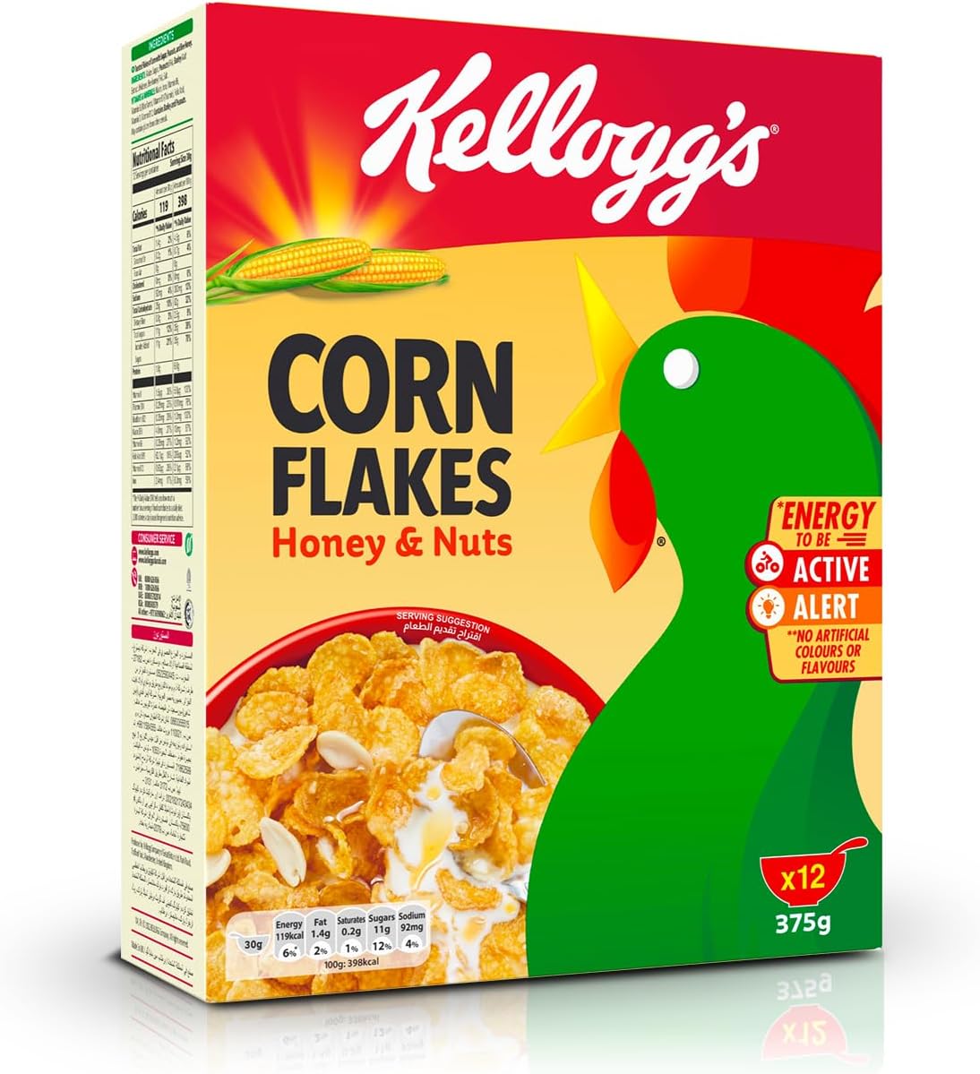 KELLOGGS CORN FLAKES HONEY & NUTS 12 X 375 GM - Wholesale