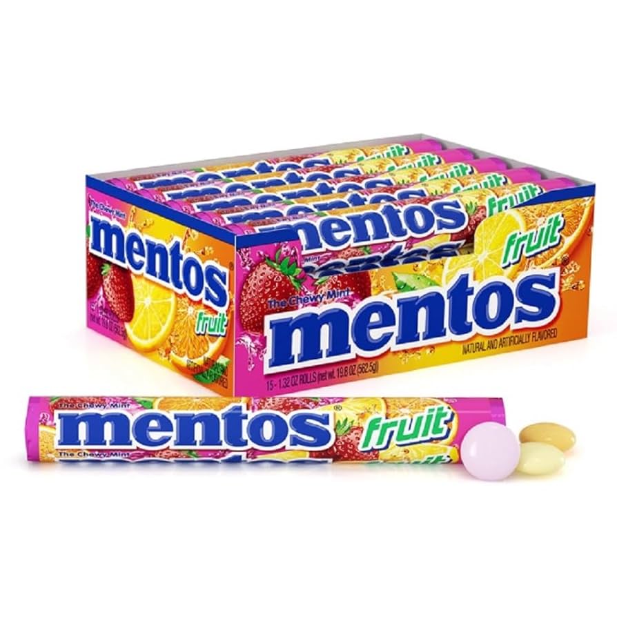 MENTOS FRUIT CANDY ROLL 12 X 24 X 14 PCS - Wholesale