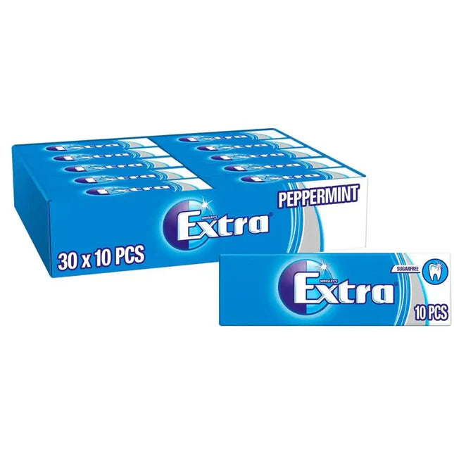 WRIGLEY’S EXTRA PEPPERMINT CHEWING GUM 30 X 10 PCS, 20 X 30 X 10 PCS (BLUE) - Wholesale