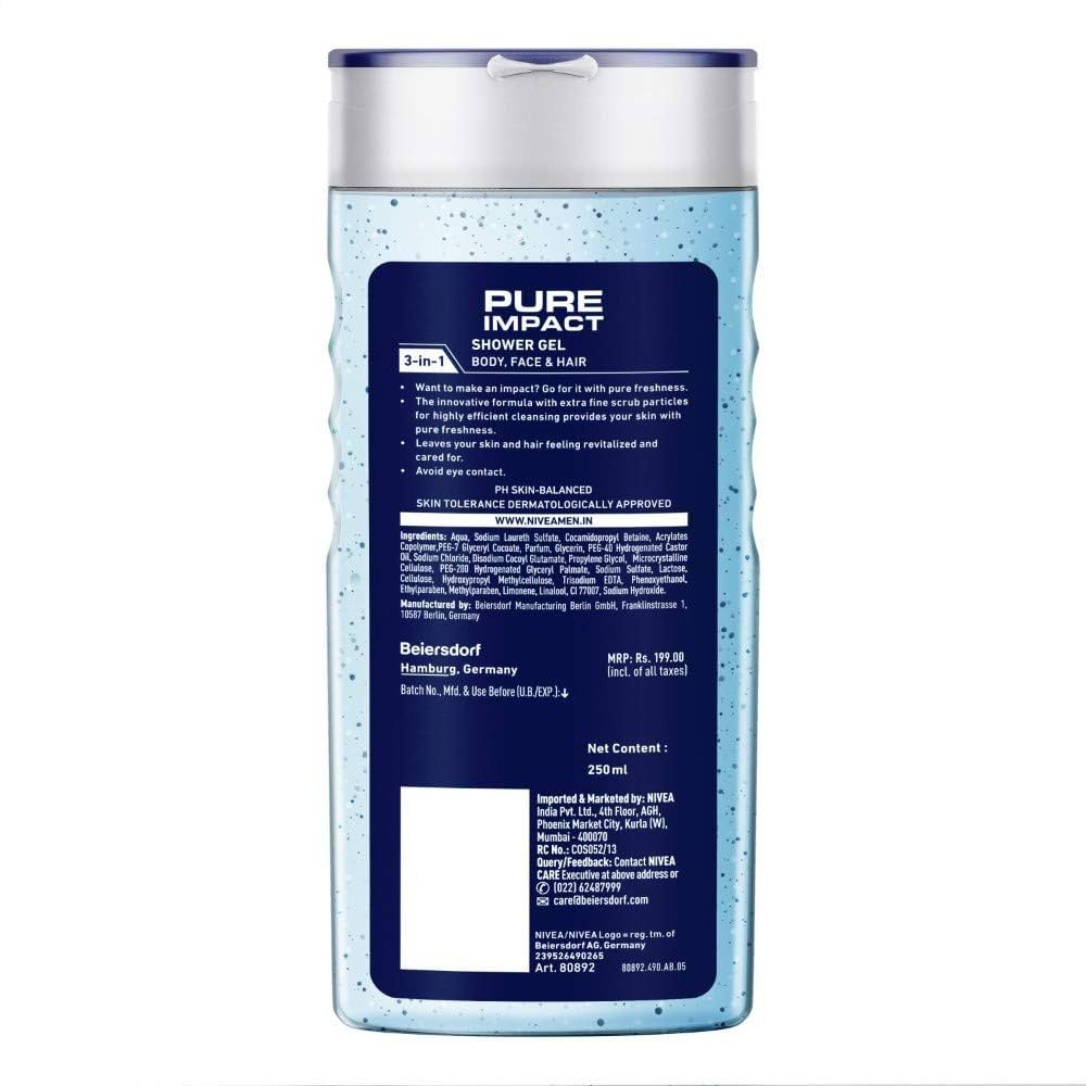 NIVEA MEN SHOWER GEL (PURE IMPACT) 250 ML