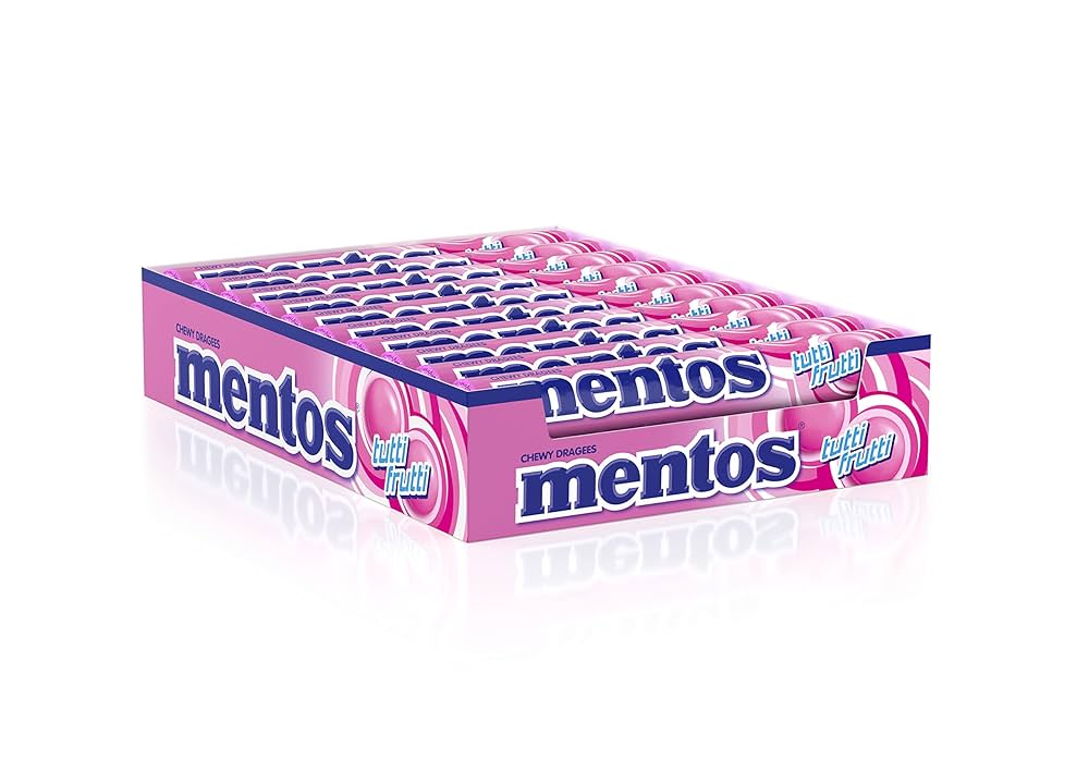 MENTOS TUTTI FRUTTI CANDY ROLL 12 X 24 X 14 PCS - Wholesale