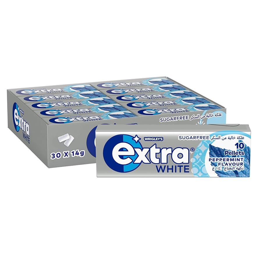 WRIGLEY’S EXTRA WHITE PEPPERMINT CHEWING GUM 30 X 10 PCS, 20 X 30 X 10 PCS (WHITE) - Wholesale