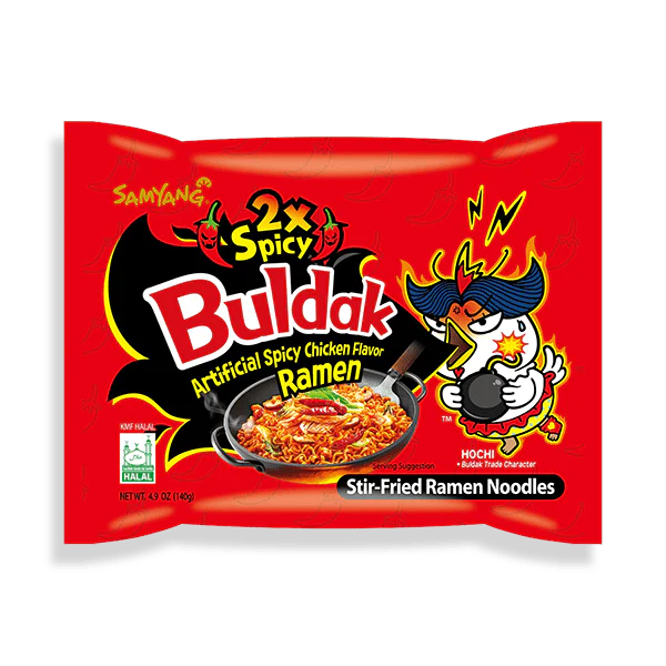 BULDAK NOODLES HOT 2X SPICY CHICKEN (RED) 8 X 5 X 140 GM - Wholesale