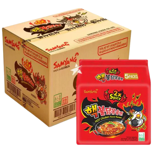 BULDAK NOODLES HOT 2X SPICY CHICKEN (RED) 8 X 5 X 140 GM - Wholesale