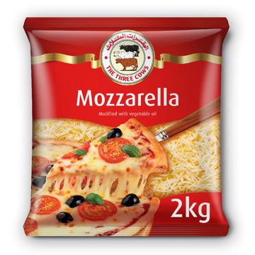 THREE COW SHREDDED MOZZARELLA CHEESE 2 KG